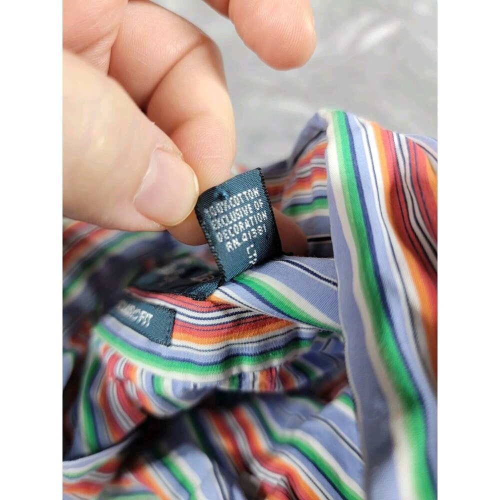 Ralph Lauren Button Down Shirt Large Long Sleeve Rainbow Striped Classic Fit‎ - Picture 6 of 7